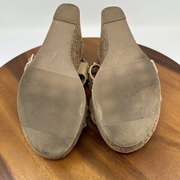 Torrid Studded Double Strap Platform Sandals Wedge Size 11WW Tan Extra Wide Cork - Picture 9 of 13